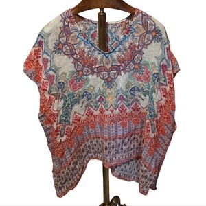 Chicos 100% Linen Oversized Top Boho Cover Up Lightweight Size L/XL